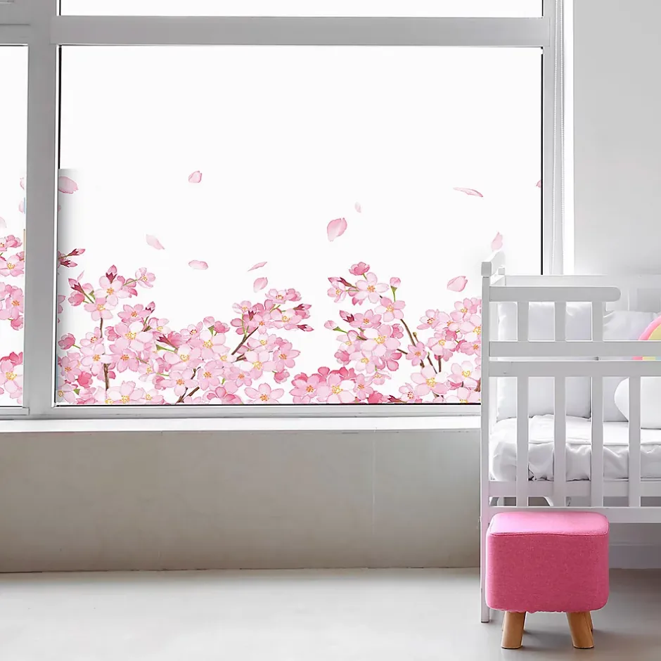 Film Fenêtre Anti Regard Occultant - FLEURS DE CERISIER - Stickers pour Vitres & Porte de Douche - 40x100cm-Ambiance Sticker New
