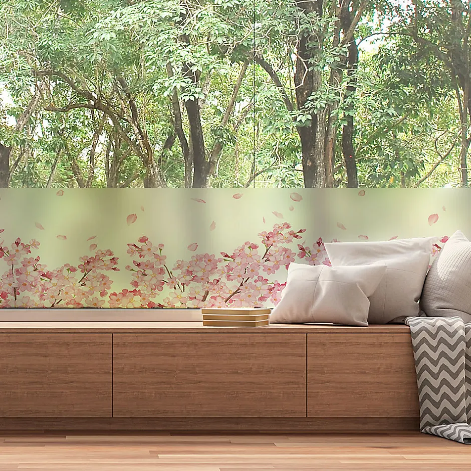 Film Fenêtre Anti Regard Occultant - FLEURS DE CERISIER - Stickers pour Vitres & Porte de Douche - 40x100cm-Ambiance Sticker New