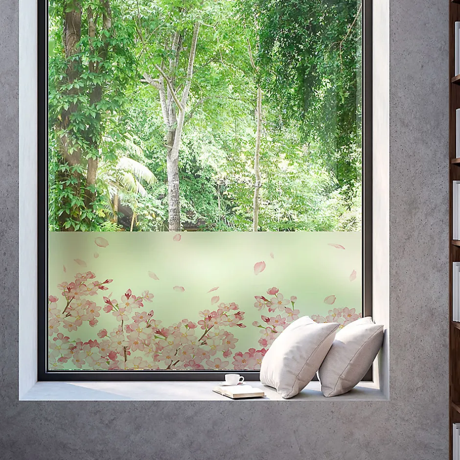 Film Fenêtre Anti Regard Occultant - FLEURS DE CERISIER - Stickers pour Vitres & Porte de Douche - 40x100cm-Ambiance Sticker New