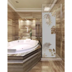 Film Fenêtre Anti Regard Occultant - FEUILLES EXOTIQUES - Stickers Autocollant Brise-Vue pour Vitre & Porte de Douche - 185x55cm-Ambiance Sticker Sale