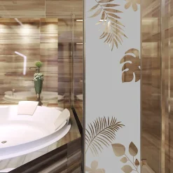 Film Fenêtre Anti Regard Occultant - FEUILLES EXOTIQUES - Stickers Autocollant Brise-Vue pour Vitre & Porte de Douche - 185x55cm-Ambiance Sticker Sale