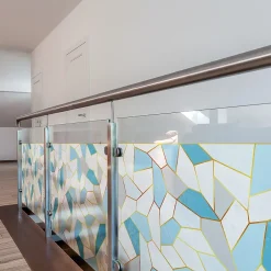 Ambiance Sticker Film Fenêtre Anti Regard Occultant - VITRAIL BLEU XL - Stickers pour Vitres & Porte de Douche - 40x200cm