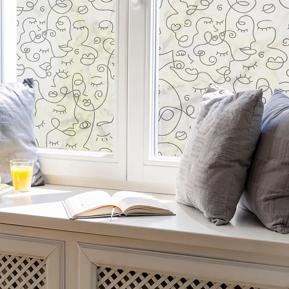 Ambiance Sticker Film Fenêtre Anti Regard Occultant - VISAGES ABSTRAIT - Stickers pour Vitres & Porte de Douche - 40x100cm