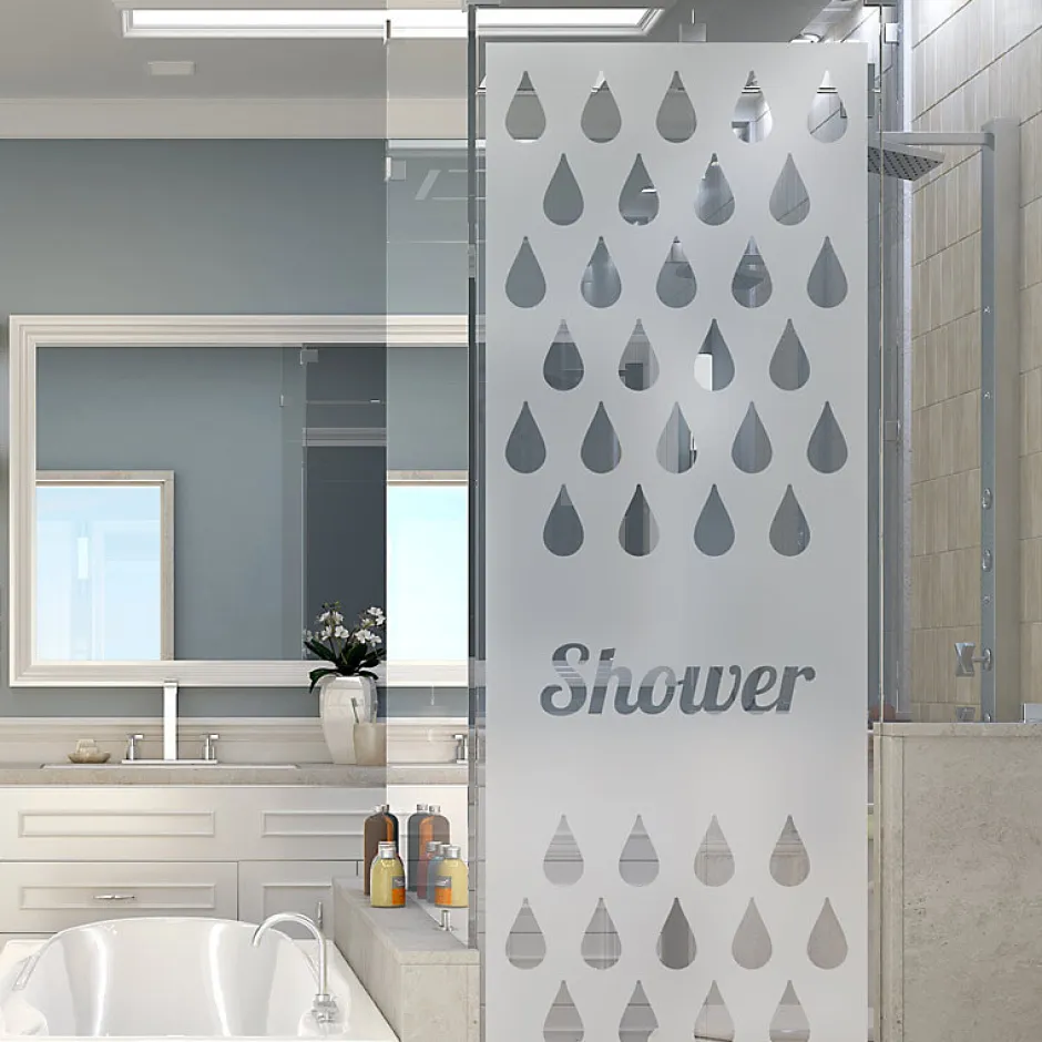 Ambiance Sticker Film Fenêtre Anti Regard Occultant - SHOWER - Stickers Autocollant Brise-Vue pour Vitre & Porte de Douche - 185x55cm