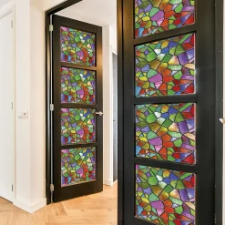 Film Fenêtre Anti Regard Occultant - VITRAIL MULTICOLOR - Stickers pour Vitres & Porte de Douche - 40x100cm-Ambiance Sticker New