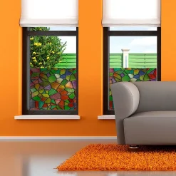 Film Fenêtre Anti Regard Occultant - VITRAIL MULTICOLOR - Stickers pour Vitres & Porte de Douche - 40x100cm-Ambiance Sticker New