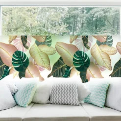 Film Fenêtre Anti Regard Occultant - FEUILLES TROPICALES - Stickers pour Vitres & Porte de Douche - 40x100cm-Ambiance Sticker Discount