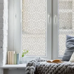 Film Fenêtre Anti Regard Occultant - ROSACES GRISES - Stickers pour Vitres & Porte de Douche - 40x100cm-Ambiance Sticker