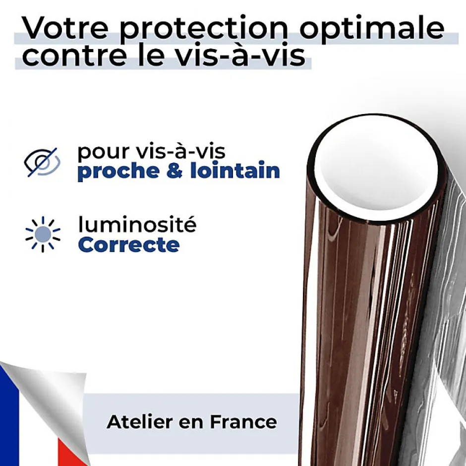 Film miroir sans tain repositionnable pour grand vitrage - Bronze - 60 cm x 2 m - en Rouleau - DIMEXACT- Clearance