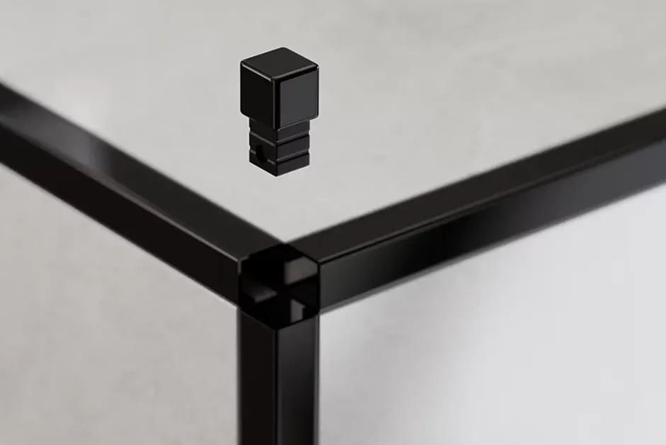 Ilcom Finition angulaire PQ en acier inoxydable pour profils Noir poli - 0,8 mm x 0,8 mm