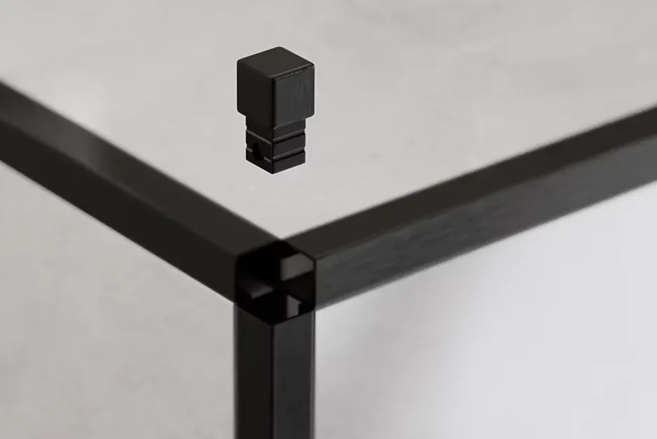 Ilcom Finition angulaire PQ en acier inoxydable pour profils Noir satiné - 12 mm x 12 mm