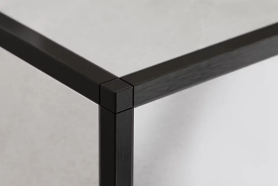 Ilcom Finition angulaire PQ en acier inoxydable pour profils Noir satiné - 12 mm x 12 mm