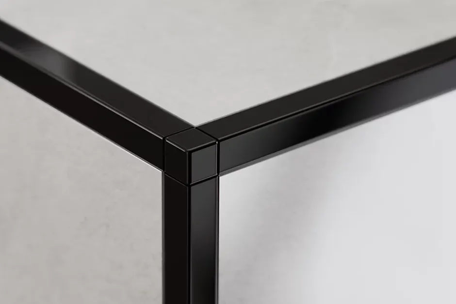 Ilcom Finition angulaire rectifiée PQS en acier inoxydable pour profils Noir poli - 10 mm x 10 mm