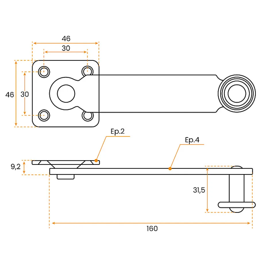 Fléau de Persienne, avec Support, Aluminium, Noir, Longueur 160, pour Volet Battant-Torbel Discount