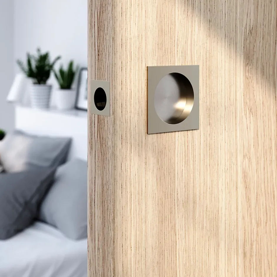 GoodHome Galandage Carré à visser Irvil effet nickel satin gris Ø55.5mm