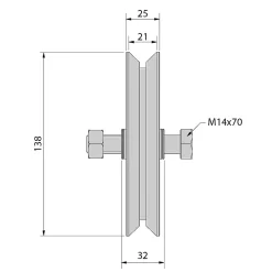 Galet 140 mm à gorge en V 21 mm - 550 kg-Slid’Up By Mantion Sale