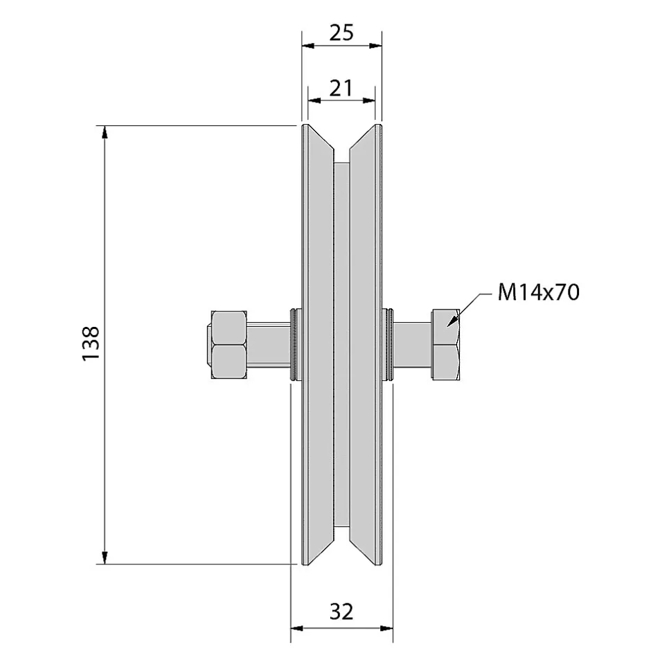 Galet 140 mm à gorge en V 21 mm - 550 kg-Slid’Up By Mantion Sale