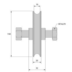 Galet 160 mm à gorge ronde 16 mm - 300 kg-Slid’Up By Mantion Online