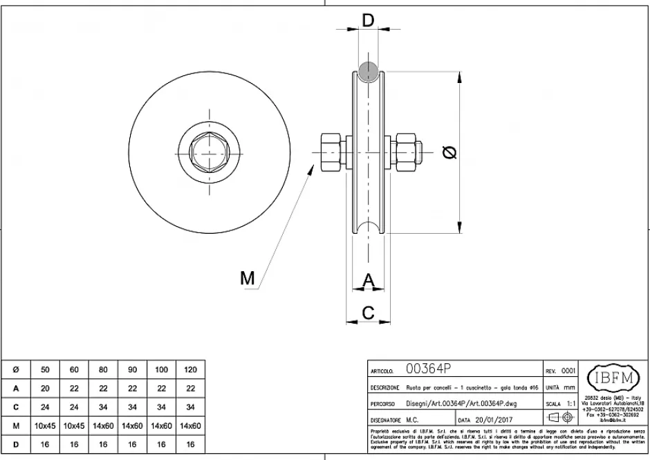 Ibfm Galet 1 roulement gorge ronde - 30 400