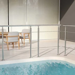 Garde corps en inox 304 a 3 traverses Longueur 200 cm Fixation a plat pour terrasse ou escalier-Saniland Discount