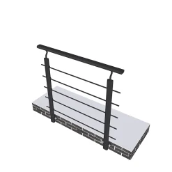 Garde-corps - Aluminium Noir - 100cm - Avec 5 traverses et 1 main courante - Pour intérieur et extérieur - Fixation latérale-AICA Sanitaire Best