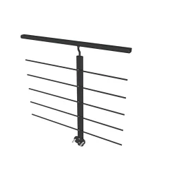 Garde-corps - Aluminium Noir - 100cm - Avec 5 traverses et 1 main courante - Pour intérieur et extérieur - Fixation latérale-AICA Sanitaire Best