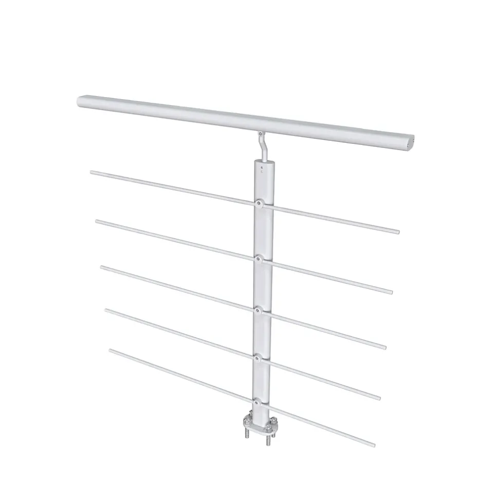 Garde-corps - Pour intérieur et extérieur - Aluminium argenté - Avec 5 traverses et 1 main courante - 200cm - Fixation à plat-AICA Sanitaire Clearance