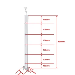 Garde-corps - Pour intérieur et extérieur - Aluminium argenté - Avec 5 traverses et 1 main courante - 200cm - Fixation à plat-AICA Sanitaire Clearance