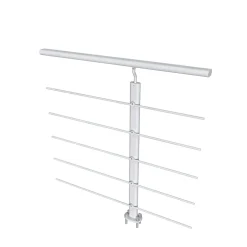 AICA Sanitaire Garde-corps - Pour intérieur et extérieur - Aluminium argenté - Avec 5 traverses et 1 main courante - 100cm - Fixation à plat