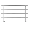 AICA Sanitaire Garde-corps avec main courante, 150cm, en acier inoxydable 304, garde-corps avec 3 traverses, pour intérieur et extérieur