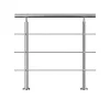 AICA Sanitaire Garde-corps avec main courante, 100cm, en acier inoxydable 304, garde-corps avec 3 traverses, pour intérieur et extérieur