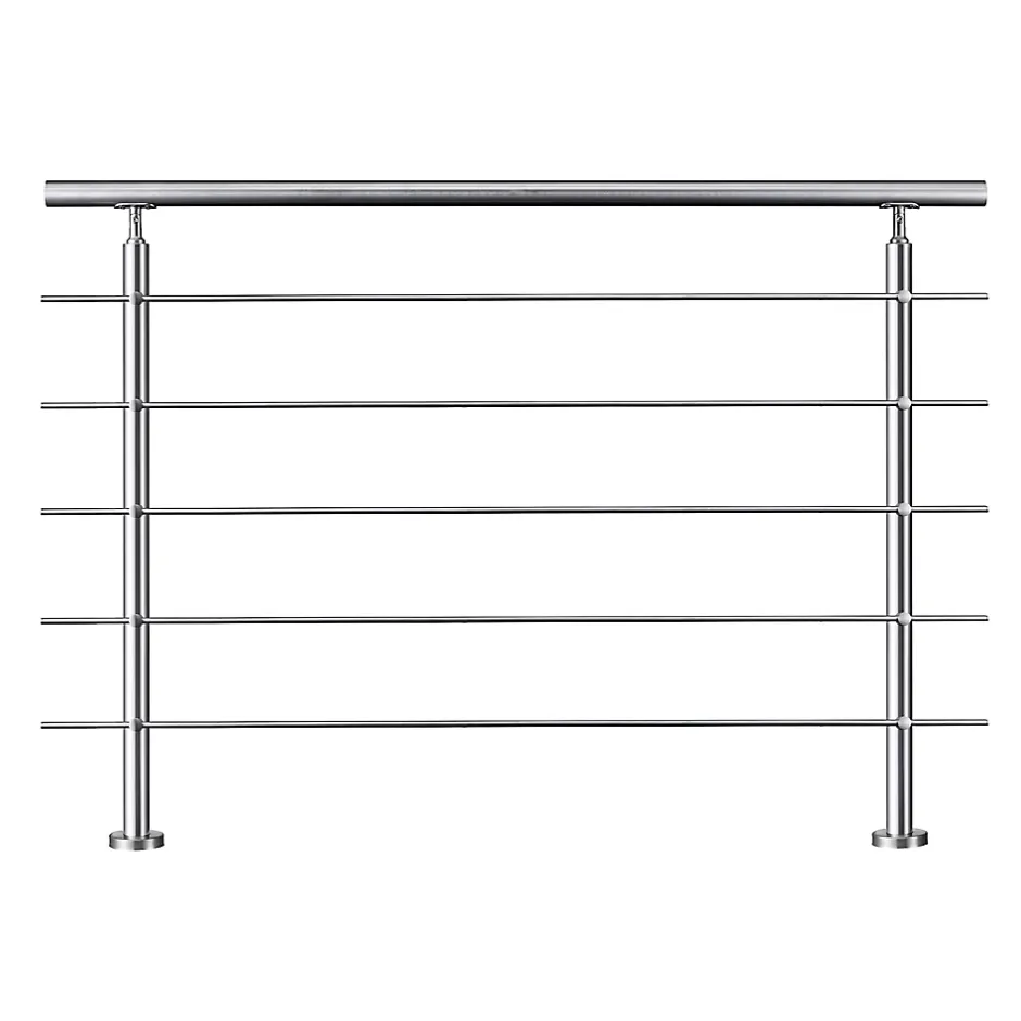 Garde-corps avec main courante, 120cm, en acier inoxydable 304, garde-corps avec 5 traverses, pour intérieur et extérieur-AICA Sanitaire Sale