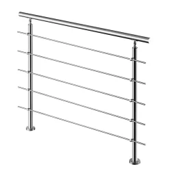 Garde-corps avec main courante, 120cm, en acier inoxydable 304, garde-corps avec 5 traverses, pour intérieur et extérieur-AICA Sanitaire Sale