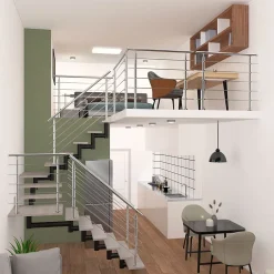 Garde-corps avec main courante, 120cm, en acier inoxydable 304, garde-corps avec 5 traverses, pour intérieur et extérieur-AICA Sanitaire Sale