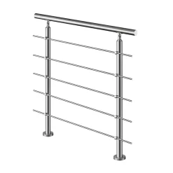 Garde-corps avec main courante, 80cm, en acier inoxydable 304, garde-corps avec 5 traverses, pour intérieur et extérieur-AICA Sanitaire