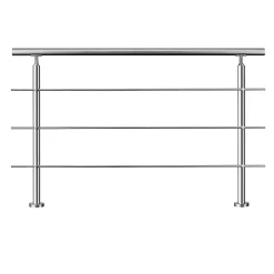 AICA Sanitaire Garde-corps avec main courante, 180cm, en acier inoxydable 304, garde-corps avec 3 traverses, pour intérieur et extérieur