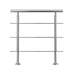 AICA Sanitaire Garde-corps 100cm avec main courante, en acier inoxydable 201, pour intérieur et extérieur, garde-corps avec 3 traverses