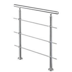 AICA Sanitaire Garde-corps 100cm avec main courante, en acier inoxydable 201, pour intérieur et extérieur, garde-corps avec 3 traverses