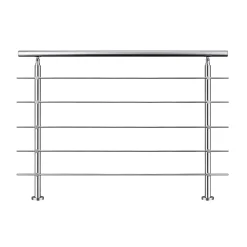 AICA Sanitaire Garde-corps 180cm avec main courante, en acier inoxydable 201, pour intérieur et extérieur, garde-corps avec 5 traverses