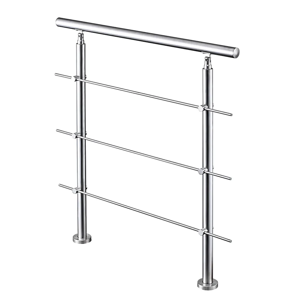 Garde-corps 80cm avec main courante, en acier inoxydable 201, pour intérieur et extérieur, garde-corps avec 3 traverses-AICA Sanitaire Clearance