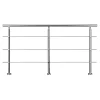 AICA Sanitaire Garde-corps 200cm avec main courante, en acier inoxydable 201, pour intérieur et extérieur, garde-corps avec 3 traverses