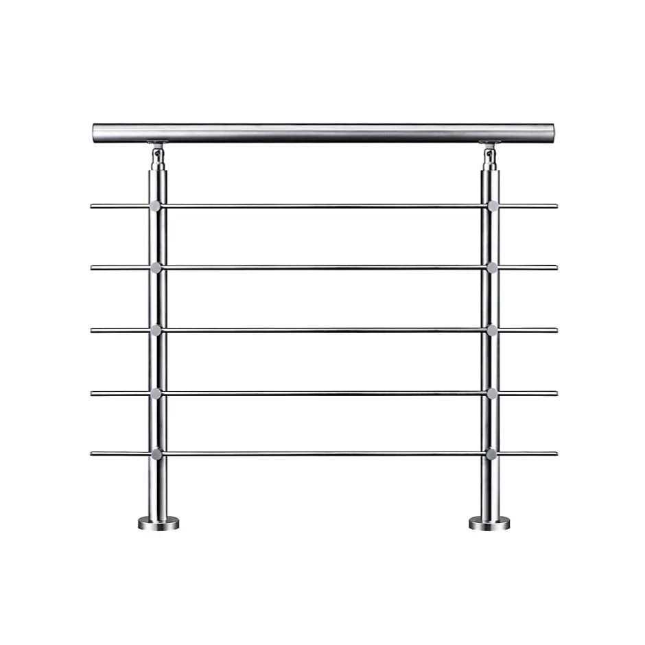 Garde-corps 80cm avec main courante, en acier inoxydable 201, pour intérieur et extérieur, garde-corps avec 5 traverses-AICA Sanitaire New