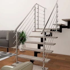 AICA Sanitaire Garde-corps 100cm avec main courante, en acier inoxydable 201, pour intérieur et extérieur, garde-corps avec 5 traverses