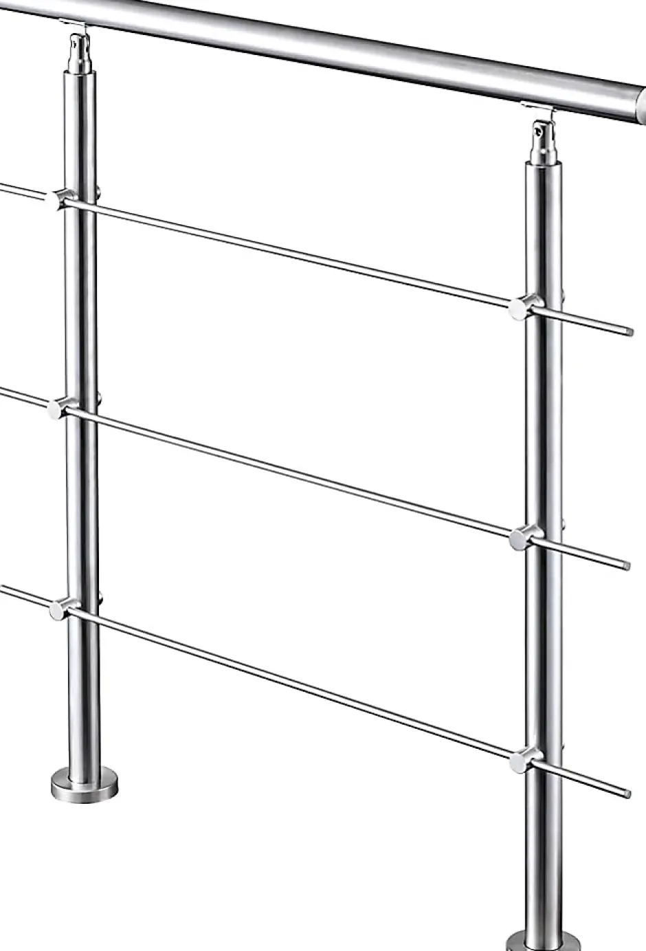 Garde-corps 80cm avec main courante, en acier inoxydable 201, pour intérieur et extérieur, garde-corps avec 3 traverses-Nature Pro Outlet