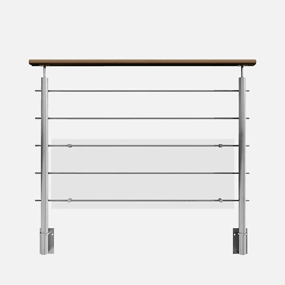 Kordo Garde-corps inox main courante bois gris pose latérale, Inoca