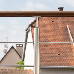 Kordo Garde-corps inox main courante bois gris pose latérale, Inoca