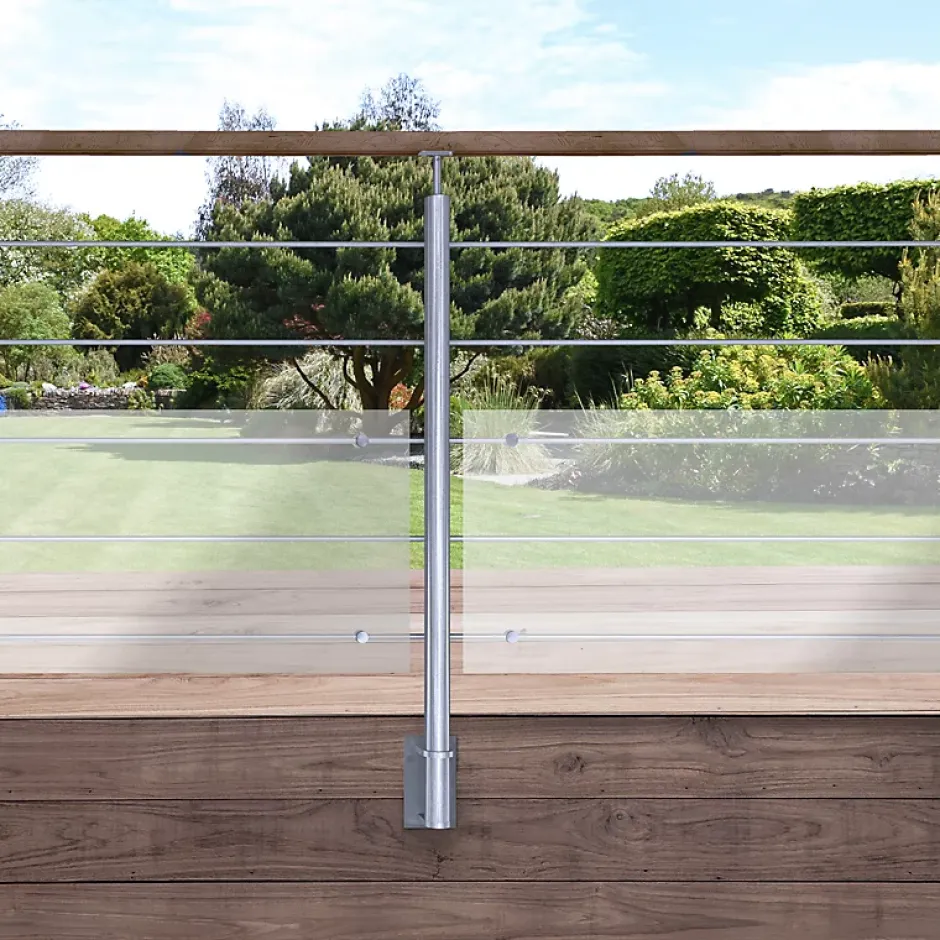 Kordo Garde-corps inox main courante bois gris pose latérale, Inoca