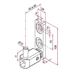 Gond de portail MULTIFIX L à axe réglable de 45 à 80mm pivot diamètre 12mm - - NA619007-Tirard Best