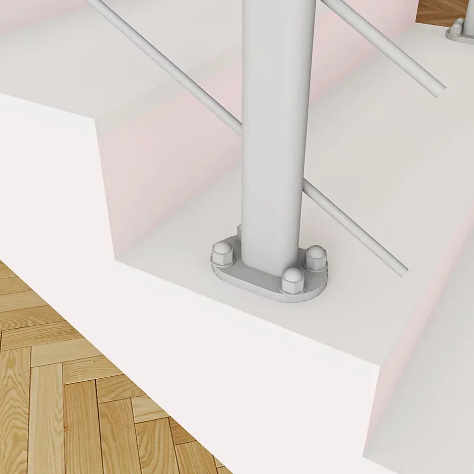 Grand Verre Kit Rambarde 2ml garde-corps avec 5 traverses fixation à plat en aluminium Gris mat