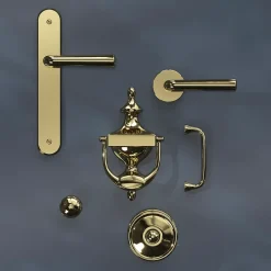 Heurtoir de porte extérieur Tudy effet laiton doré H.180 mm x l.97 mm-GoodHome Online